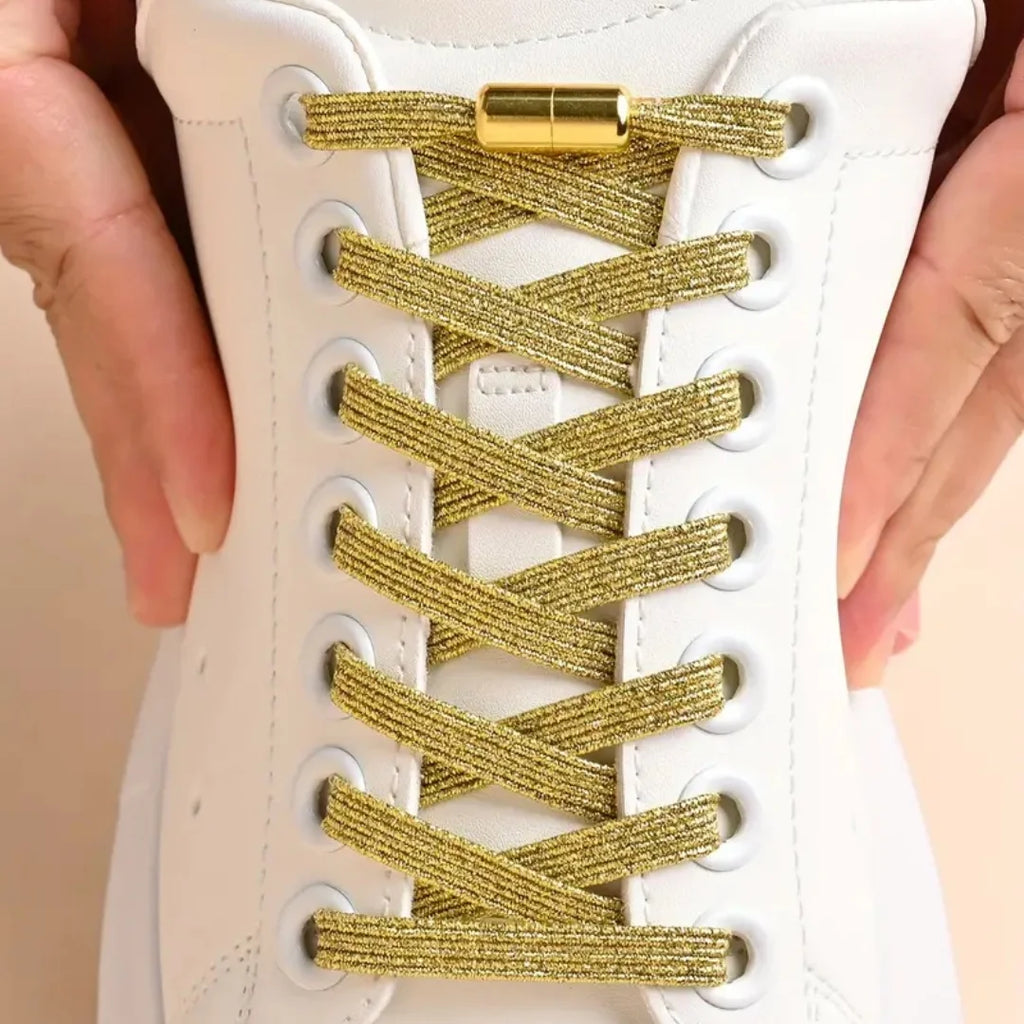 No Tie Shoe Laces Colorful Buckle Shoelaces Pearl Light Colorful Fashion Without Ties Elastic Laces Sneaker Kids Adult Widened