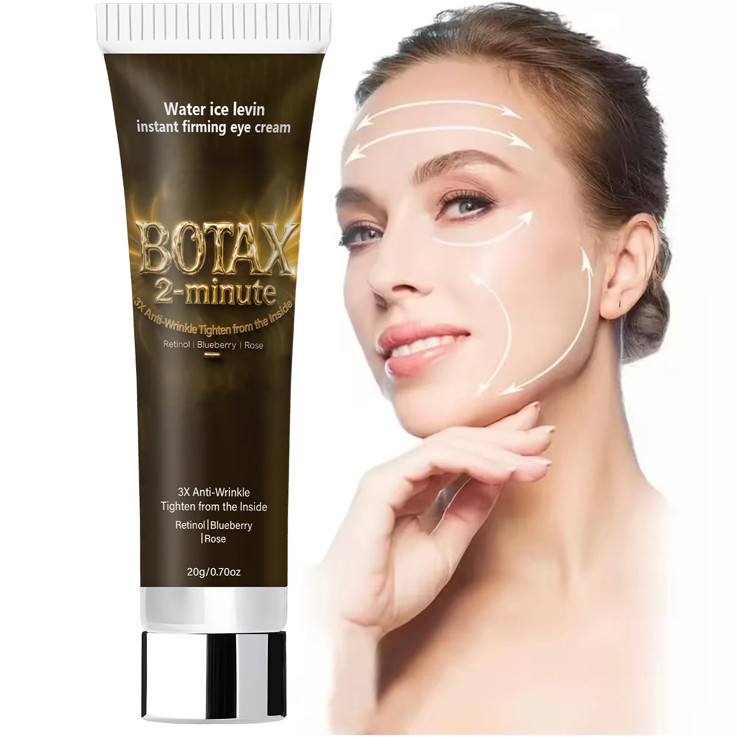 Instant Firming Eye Cream with Retinol & Hyaluronic Acid, 3X Anti-Wrinkle, Tightens from Inside, Blueberry & Rose Extract.