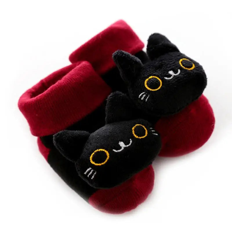 Cartoon Baby Anti-Slip Socks Shoes Newborn Infant Rattle Cute Autumn Boy Girl Floor First Walkers Booties Cotton Doll Warm Socks