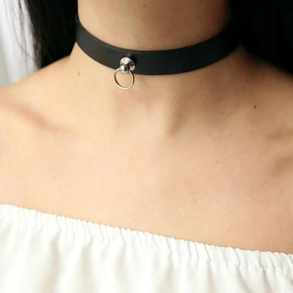 Black Goth Choker Collar for Women Necklace Fahsion Gothic Choker Punk Rock Leather Chocker Emo Harajuku Steampunk Jewelry
