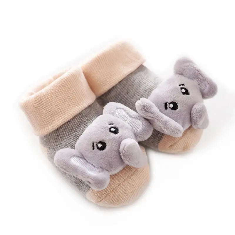 Cartoon Baby Anti-Slip Socks Shoes Newborn Infant Rattle Cute Autumn Boy Girl Floor First Walkers Booties Cotton Doll Warm Socks
