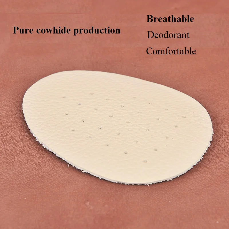 High Quality Latex Foam Anti-Slip Genuine Cowhide Leather Half Forefoot Pad Insoles One Size Fits All