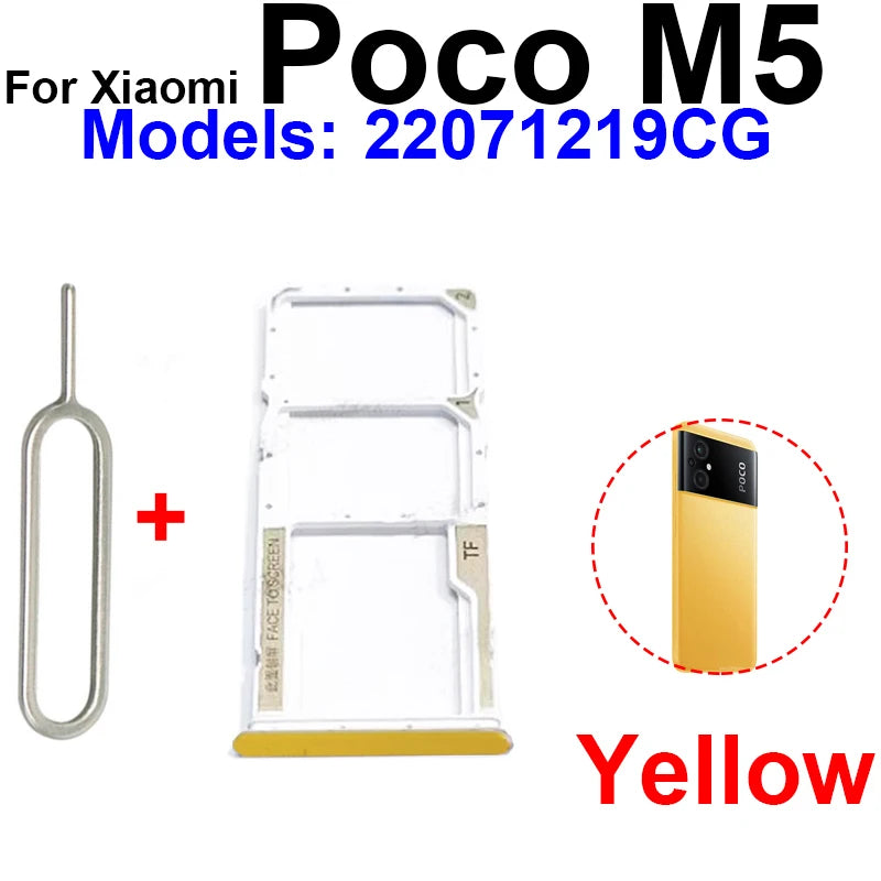 Sim Card Tray Holder For Xiaomi Poco X5 F5 Pro M5 M5s SIM Card Slot Holder Socket Reader Adapter Replacement Repair Parts