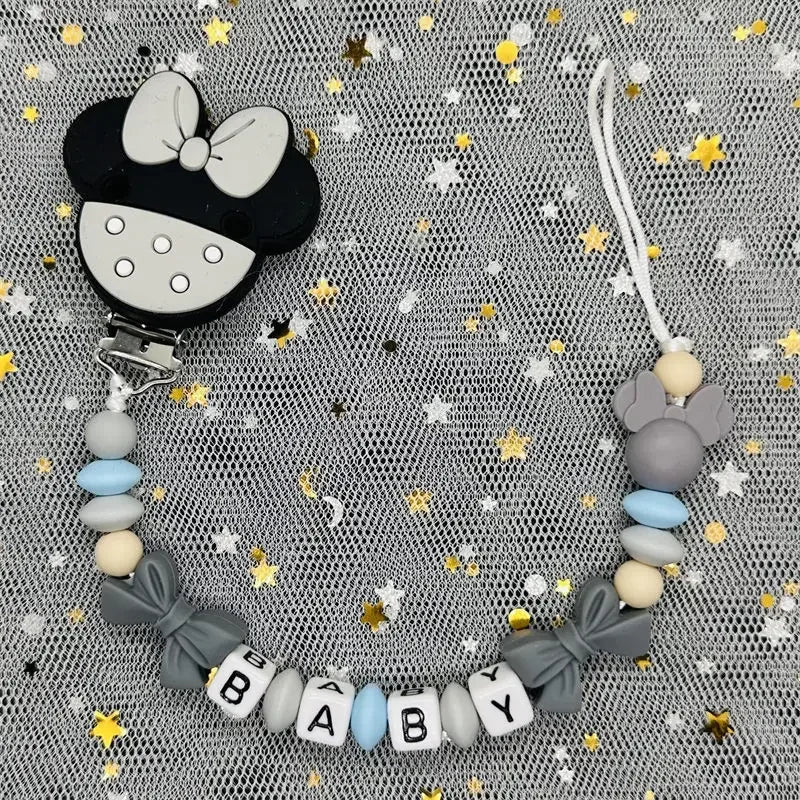 2026 Custom Name Baby Pacifier Clips Chain Silicone Beads Teether Toys Dummy Holder Russian English Name Pacifier Chain Newborn