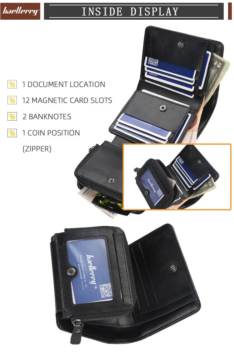 Baellerry PU Leather Men Wallets High Quality Zipper Short Desigh Card Holder Male Purse Vintage Coin Holder Men Wallets