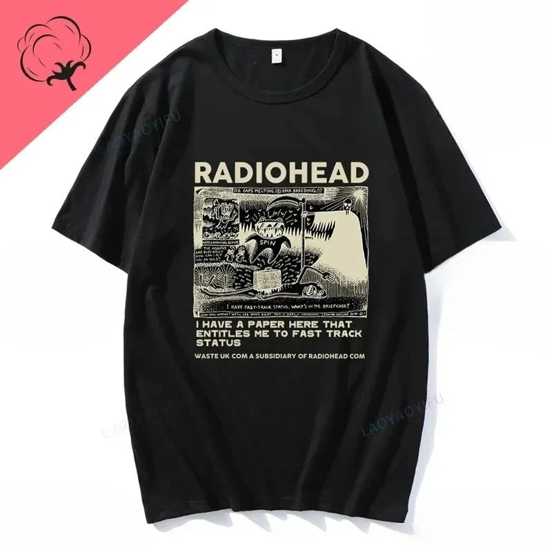 Radiohead T Shirt Men Vintage Classic Tees North America Tour Rock Boy women's t-shirt Camisetas Hombre Hip Hop Street casual Top