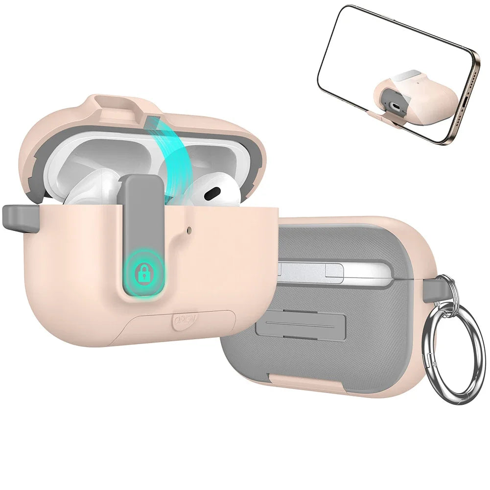 For Airpods Pro 3 Case with Automatic Lock & Cleaning Kit Phone Stand Design Protective Case Cover for Airpods Pro 3