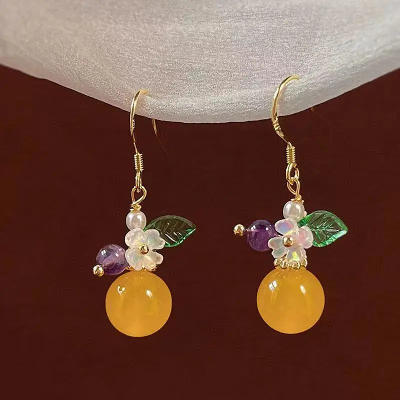 2025 New Sweet Temperament Small Fresh Bamboo White Lily Of The Valley Flower Earrings Elegant And Gentle Asymmetric  Earrings