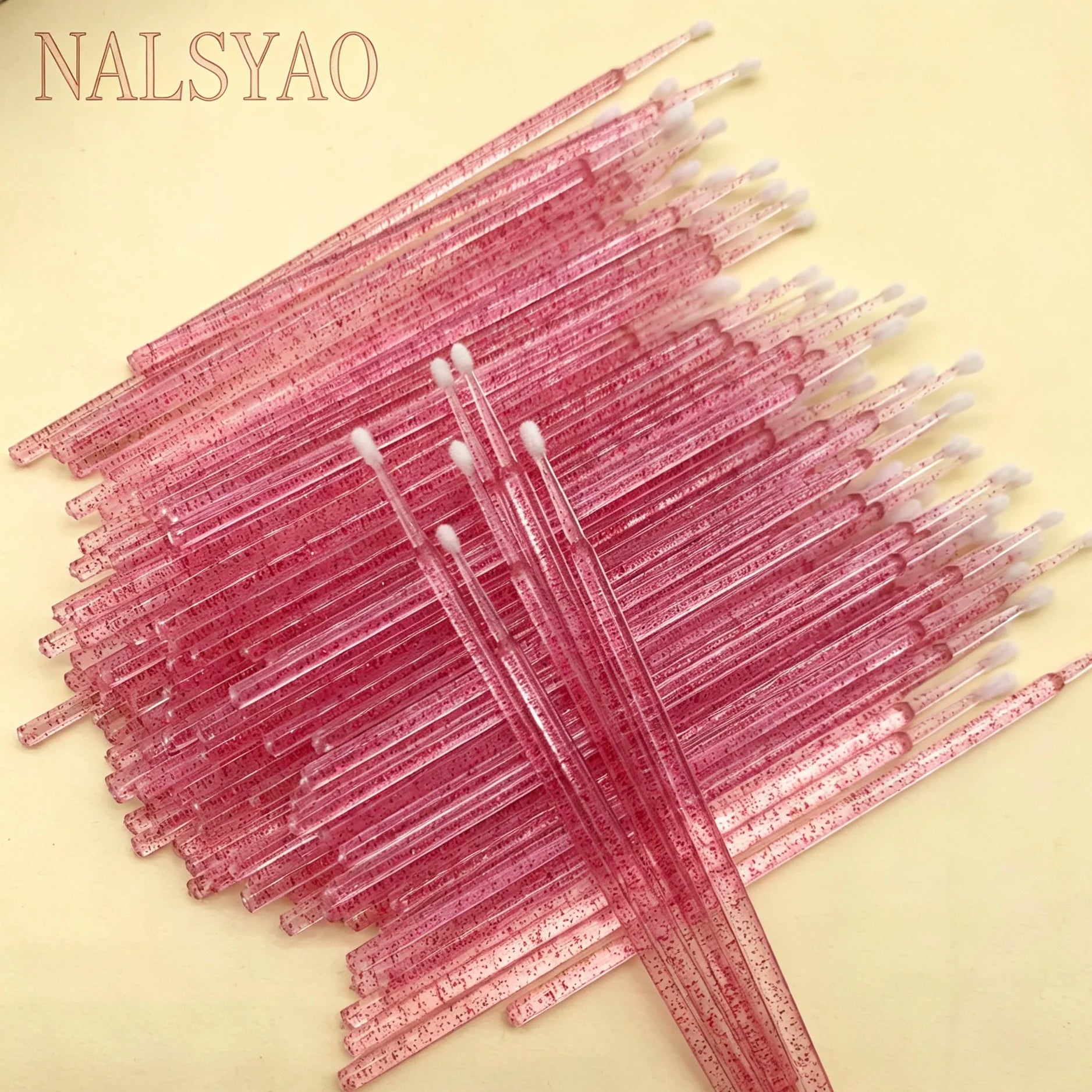 100/500Pcs Crystal Micro Applicator Brush for Eyelash Extension, Micro Cotton Swabs, Lips Mascara Wands, Pink Microbrush, Lash Lift