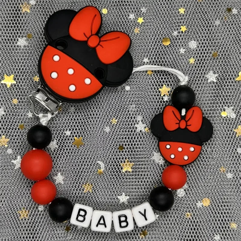 2026 Custom Name Baby Pacifier Clips Chain Silicone Beads Teether Toys Dummy Holder Russian English Name Pacifier Chain Newborn