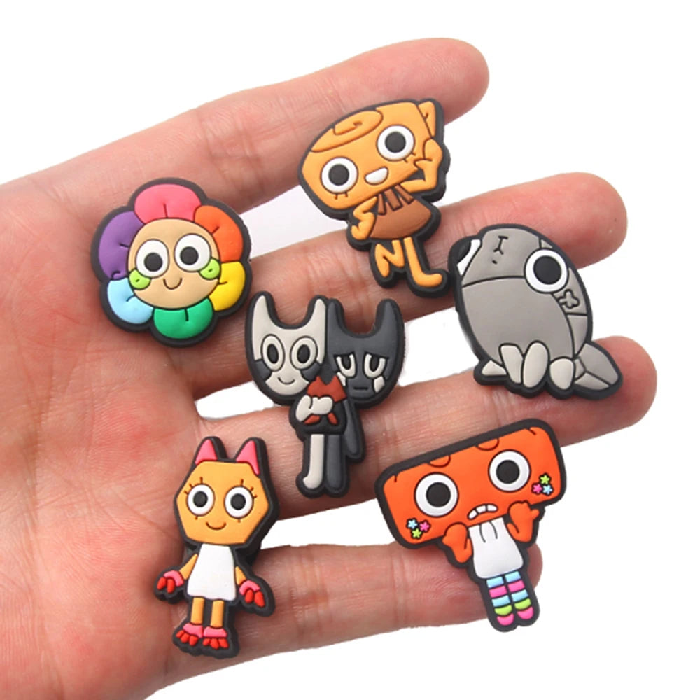 12pcs Dandys World Game series Shoe Charm PVC Decorations Assorted Style Detachable Waterproof Suitable summer For Gift ideal