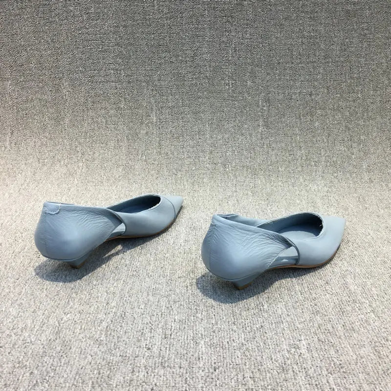 Shoes for Women 2024 Comfortable Women's Summer Footwear Moccasins Blue Low Heel Elegant Pointed Toe High Quality Popular Young