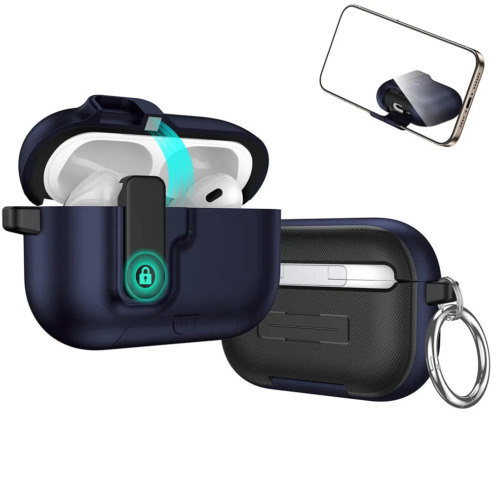 For Airpods Pro 3 Case with Automatic Lock & Cleaning Kit Phone Stand Design Protective Case Cover for Airpods Pro 3