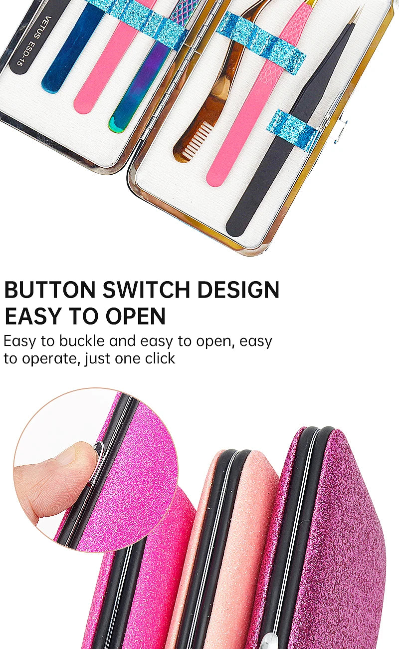 Eyelash Tweezers Storage Box Lash Lifting Eyebrow Clip Organizer Case Shiny Design Eyelashes Extension Tweezer Boxes Makeup Tool