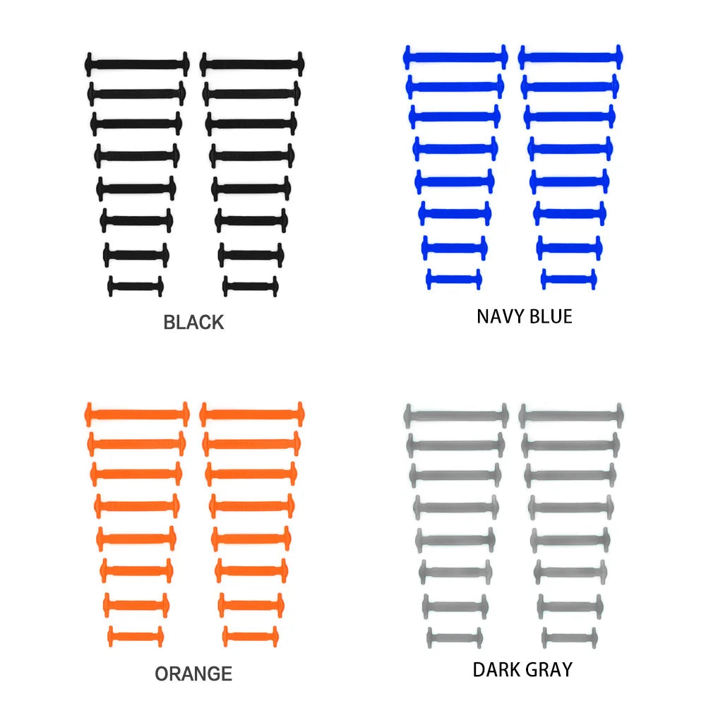 New 16Pcs Elastic Shoe Laces All Sneakers Silicone Stretch Shoelaces Unisex Fashion No Tie Shoelace Rubber Band Shoelaces