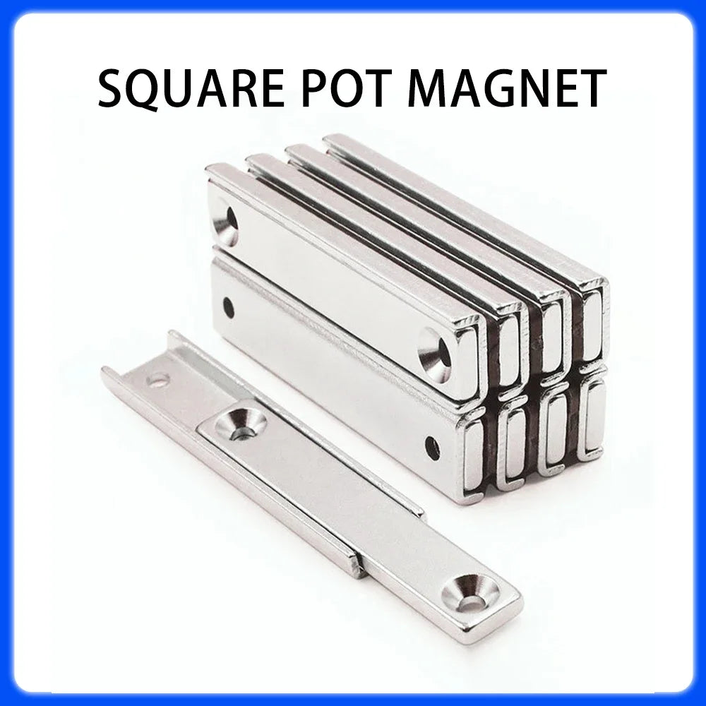 L10~L120 Strong Square Pot Magnet  Long Magnetic Tool Carrier With Hole Magnetic Holder For Home Office DIY