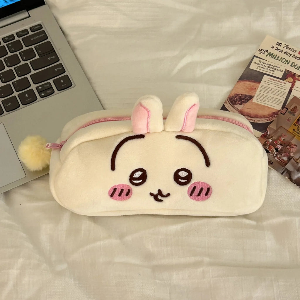 Cute animal storage bag Plush Pencil Case, Cute Anime Stationery Pouch, Large Capacity Soft Pen Bag for School Students Girls