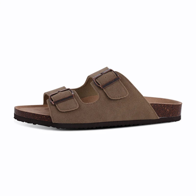 Shevalues Cork Sole Slippers For Women Men Classic Suede Summer Sandals With Arch Support Fashion Orthopedic Beach Cork Shoes