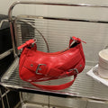 Y2K VintagePULeather WomenShoulderBag Small Crossbody Bag for Women Fashion Ladies Underarm Bag Clutch Purse Female Handbag