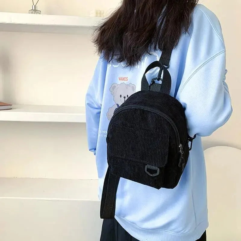 Womens Backpack Fashion Casual Corduroy Small Backpack Travel Stylish Backpack
