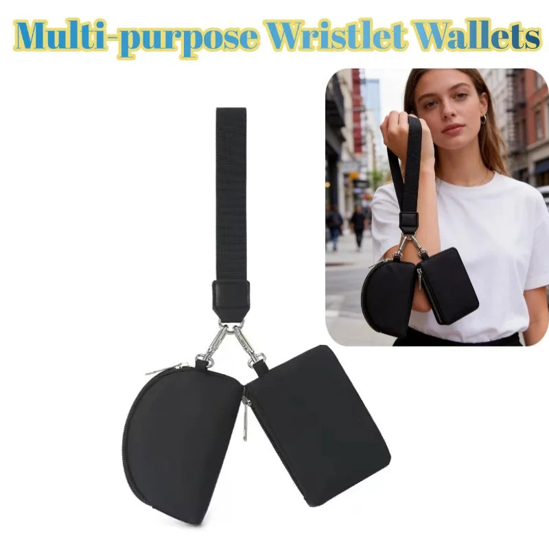 Pomelo Best Wristlet Wallet for Women Double Pouch Zipper Wrist Bag Portable Small Clutch Purse for Daily Use