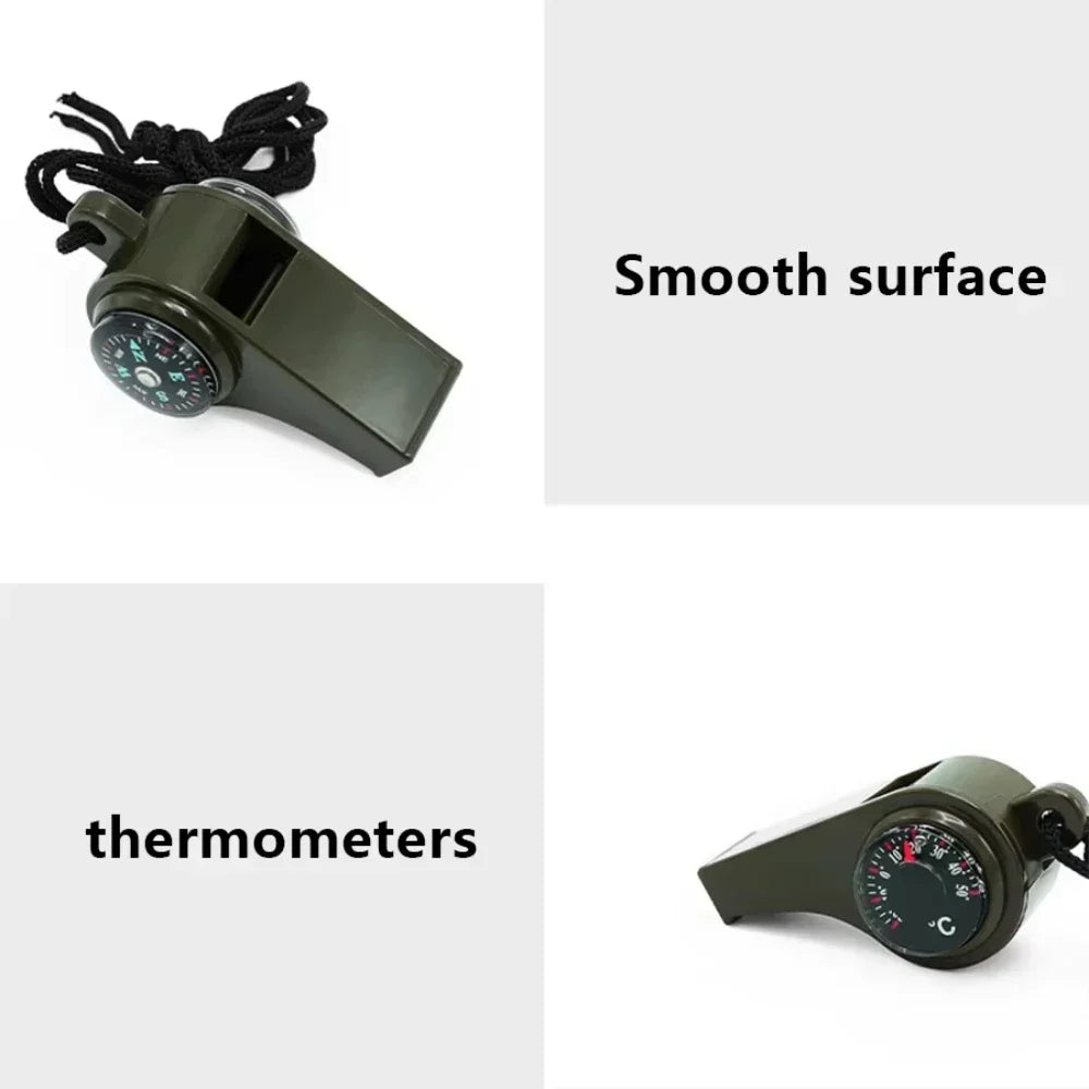 3-in-1 Outdoor Emergency Whistle with Compass and Thermometer, Convenient to Carry, Suitable for Camping and Hiking
