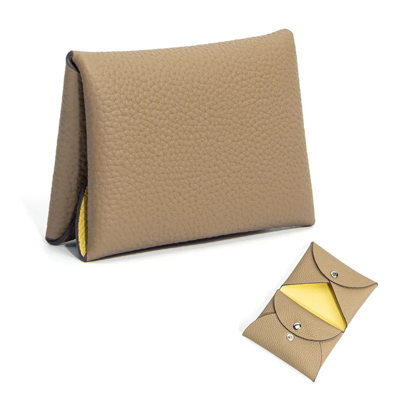 Cowhide Mini Envelope Card Bag Women's Business Card Holder Credit Cards Document Bag Coin Purse Designer Classic Card Bag