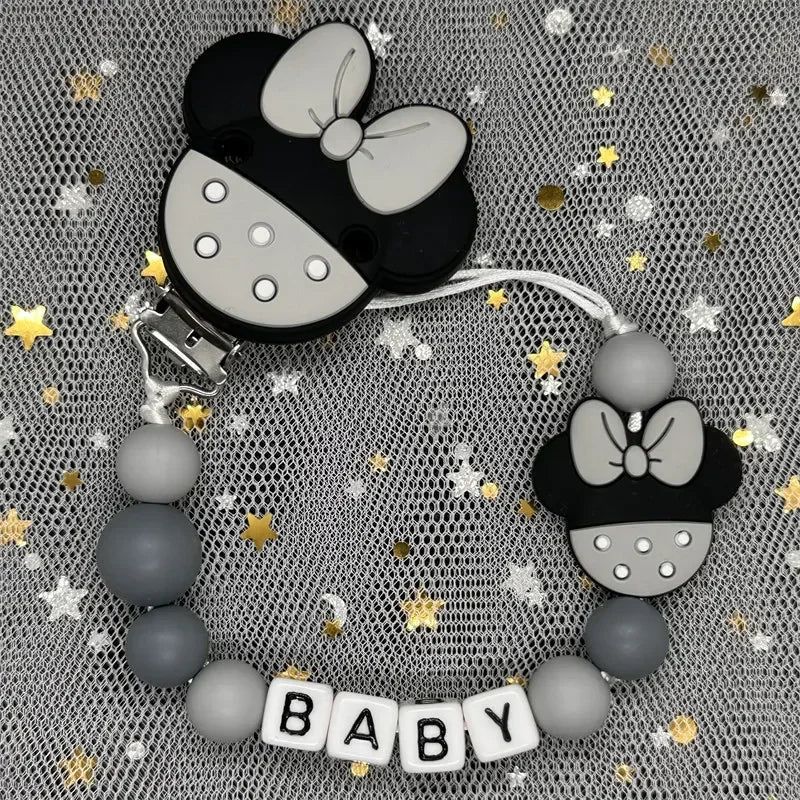 2026 Custom Name Baby Pacifier Clips Chain Silicone Beads Teether Toys Dummy Holder Russian English Name Pacifier Chain Newborn