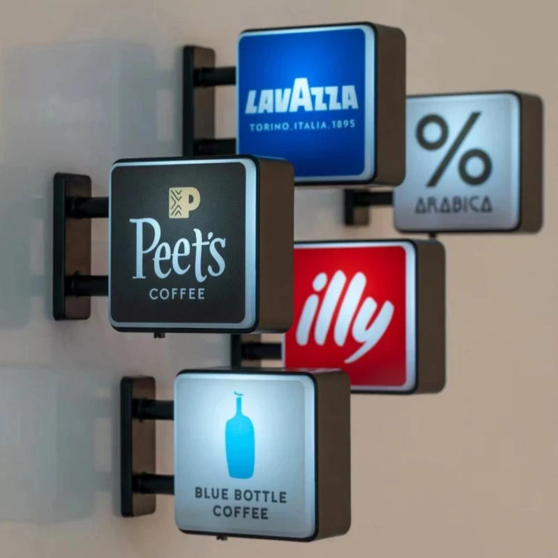 World Classic Coffee Brands Light Sign Refrigerator Magnet Coffee Machine Decor Arabica Lavazza Illy Blue Bottle Peet's Coffee