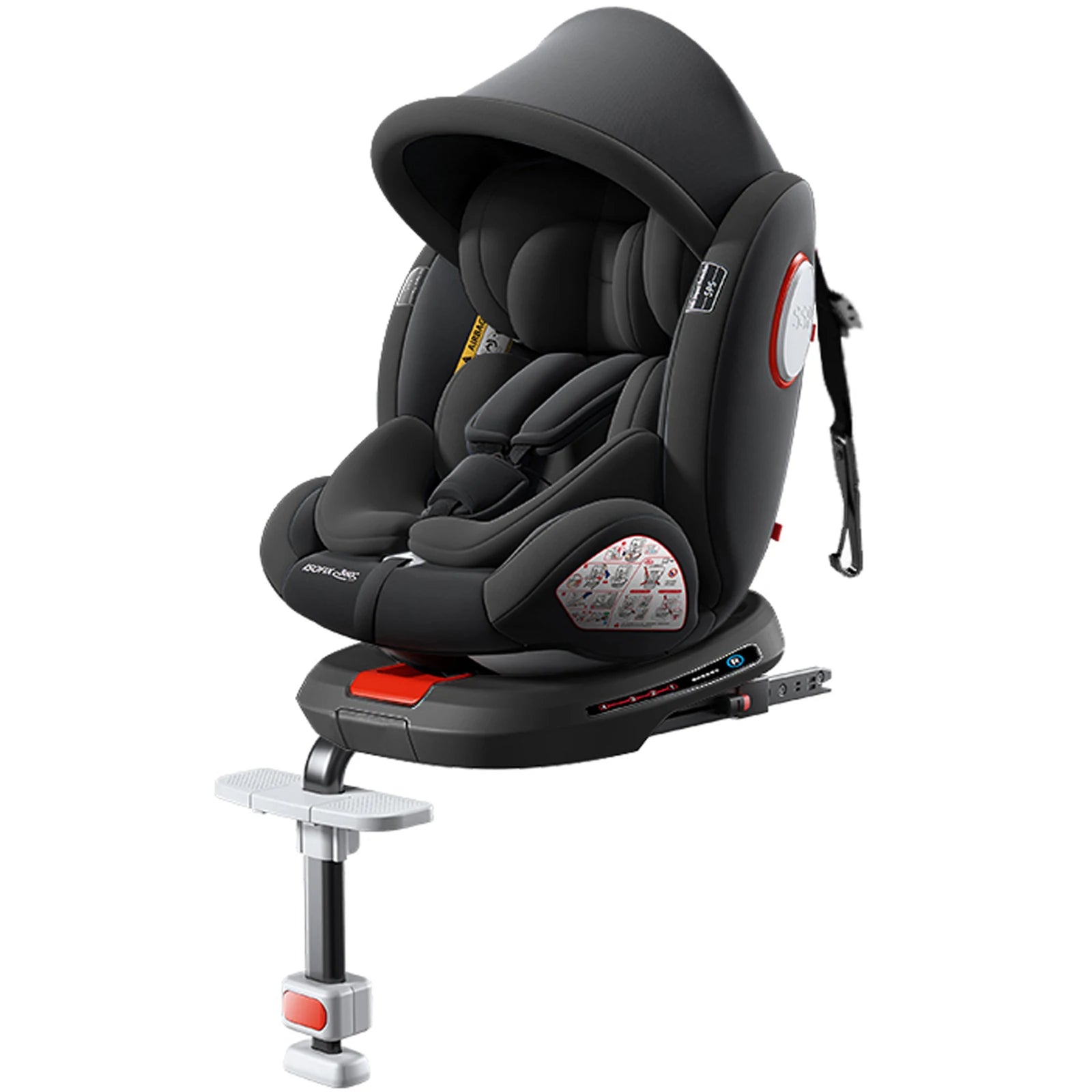 360 Swivel Toddler Car Seat with Retractable Support Anti-Tip Leg, ISOFIX Mount Safety System, Dual SIP Side Impact Module, Integrated Skeleton Shell, Forward and Rearward Facing Multi-Age Child Seat