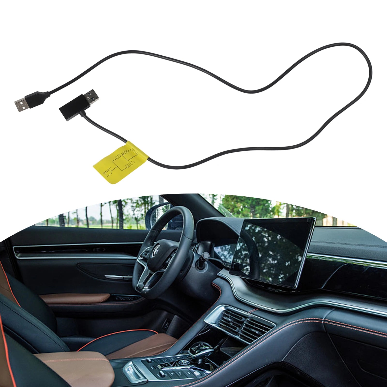 1 Pcs Car USB Splitter USB Power Data Adapter Y-Cable For Android Auto For Carplay Adapter Automotive Accessories