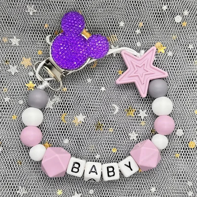 2026 Custom Name Baby Pacifier Clips Chain Silicone Beads Teether Toys Dummy Holder Russian English Name Pacifier Chain Newborn