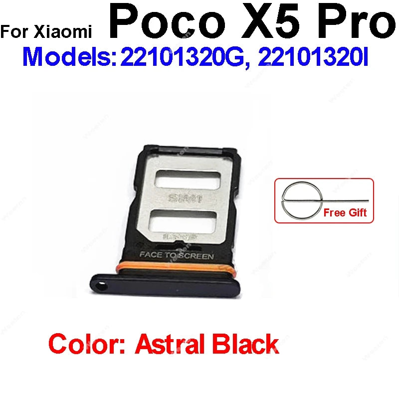 Sim Card Tray Holder For Xiaomi Poco X5 F5 Pro M5 M5s SIM Card Slot Holder Socket Reader Adapter Replacement Repair Parts