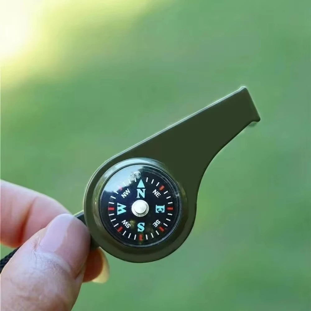 3-in-1 Outdoor Emergency Whistle with Compass and Thermometer, Convenient to Carry, Suitable for Camping and Hiking