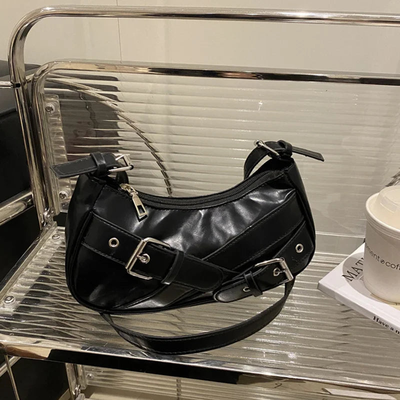 Y2K VintagePU-Leder Damen Umhängetasche Kleine Umhängetasche für Damen Mode Damen Achseltasche Clutch Geldbörse Weibliche Handtasche