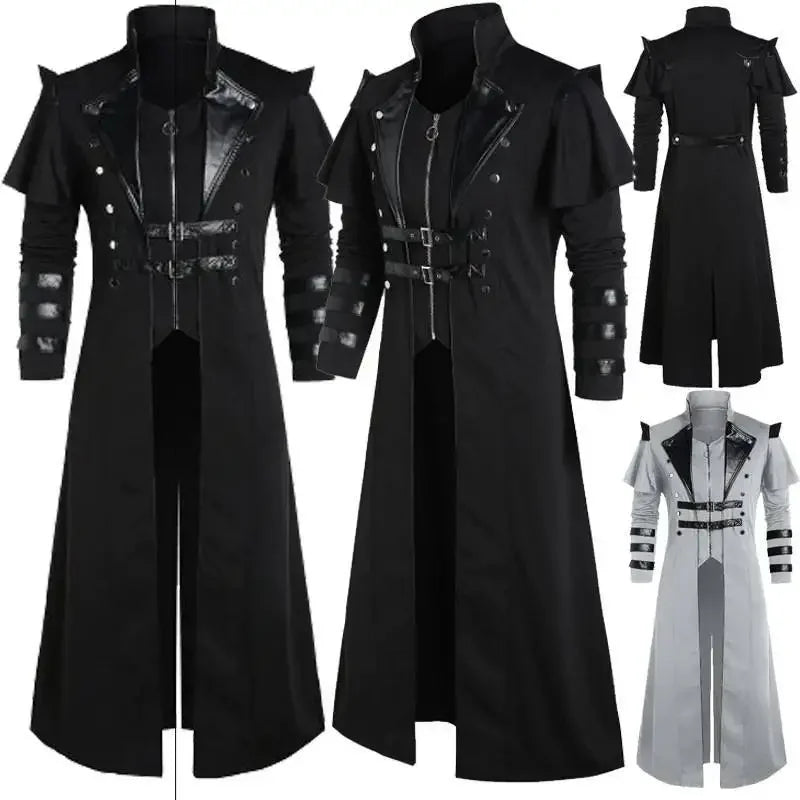 Medieval Court Banquet Long Zipper Split Stage Performance Props Clothes Men's Coat Style Fashionable and Elegant Design