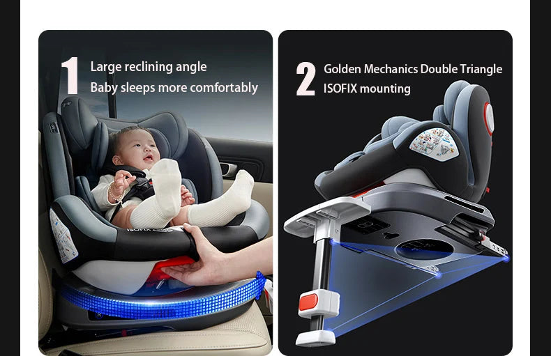 360 Swivel Toddler Car Seat with Retractable Support Anti-Tip Leg, ISOFIX Mount Safety System, Dual SIP Side Impact Module, Integrated Skeleton Shell, Forward and Rearward Facing Multi-Age Child Seat