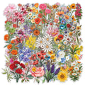 60PCS Transparent Flowers Stickers Graffiti Stickers DIY Diary Phone Case Handmade Scrapbook Aesthetic Stickers