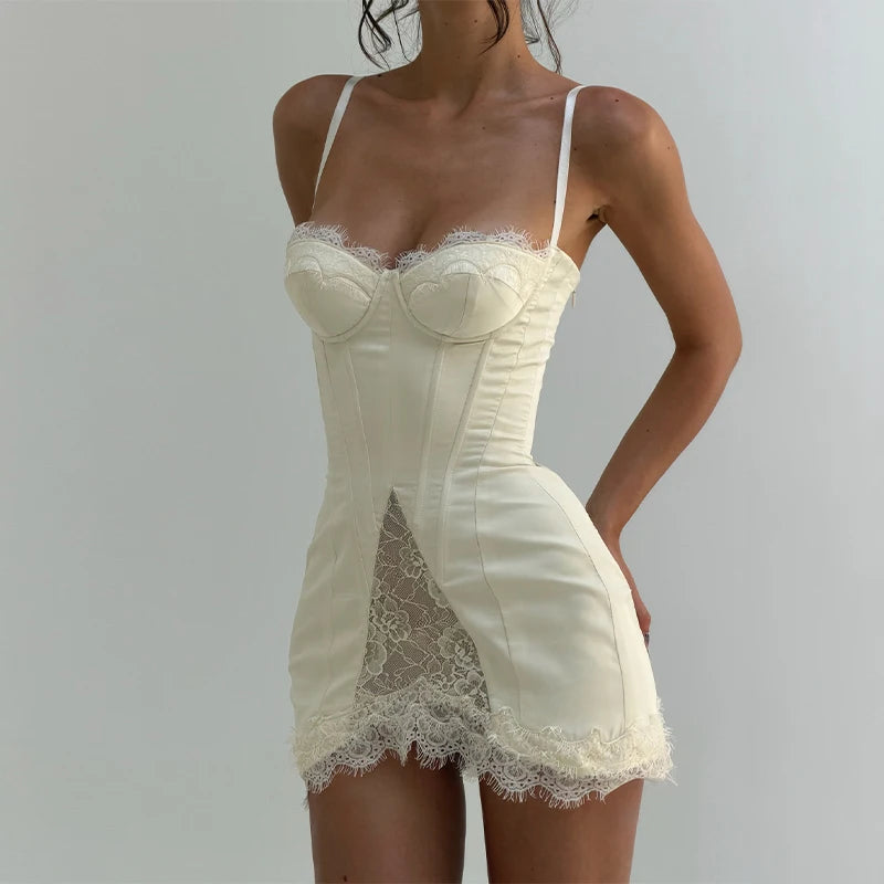 Sexy Lace Strap Casual Dress For Women V Neck Sleeveless Slim A-Line Mini Summer Dresses Lady New High Street Party Robe 2026