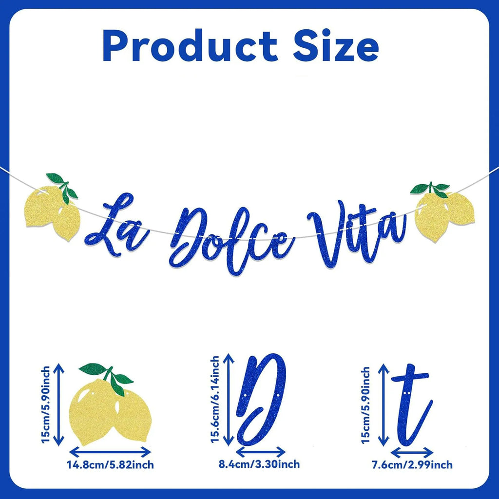 La Dolce Vita Bridal Shower Wedding Banner, Lemon Citrus Bachelorette Decor, Italian Summer Dinner Celebration Decorations, Bachelorette