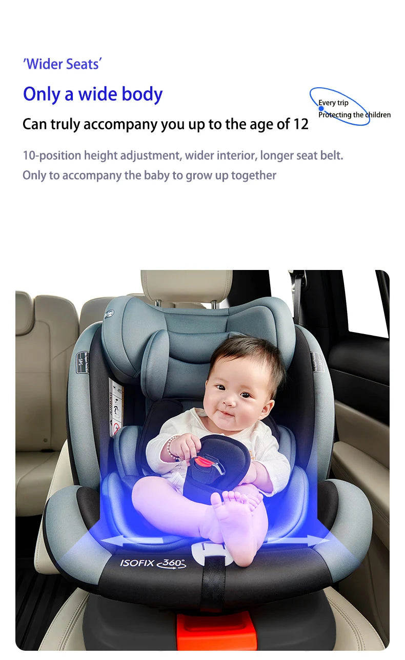 360 Swivel Toddler Car Seat with Retractable Support Anti-Tip Leg, ISOFIX Mount Safety System, Dual SIP Side Impact Module, Integrated Skeleton Shell, Forward and Rearward Facing Multi-Age Child Seat