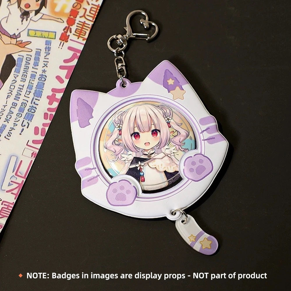 Kawaii Cat Ear Badge Protector Keychain For Women Charm Anime PVC Bag Display With Tail Collection Young Girls Jewelry Gift N927