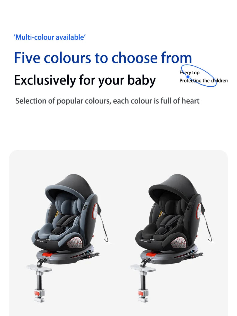 360 Swivel Toddler Car Seat with Retractable Support Anti-Tip Leg, ISOFIX Mount Safety System, Dual SIP Side Impact Module, Integrated Skeleton Shell, Forward and Rearward Facing Multi-Age Child Seat