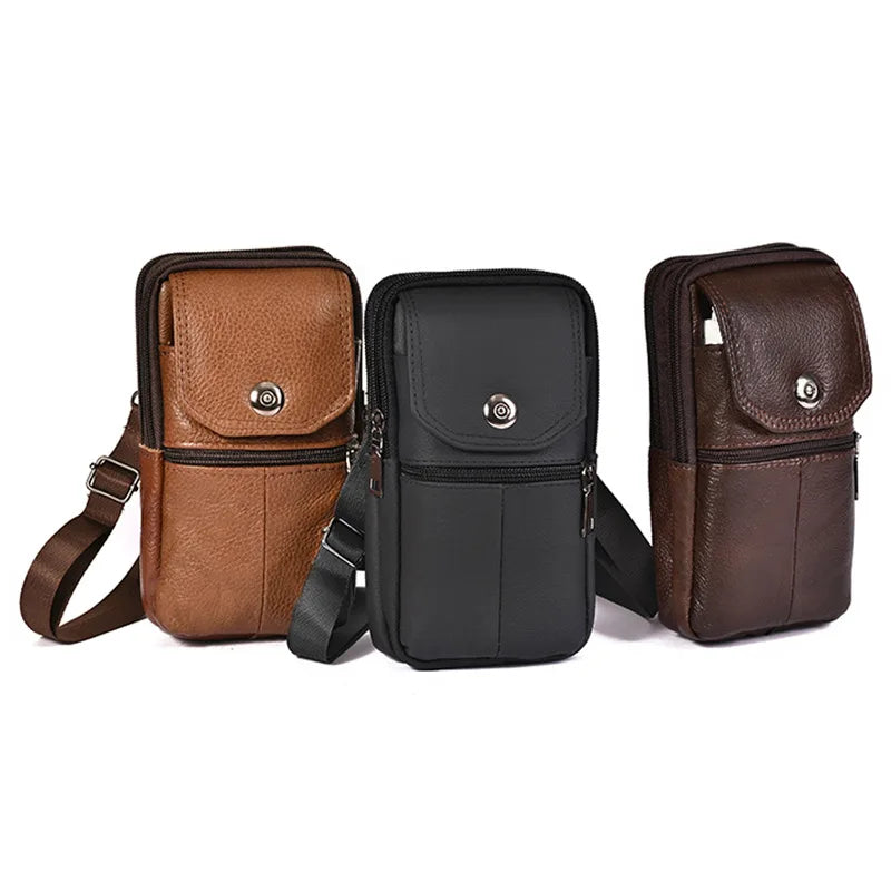 1PC Lightweight Vintage Leather Crossbody Bag Small Messenger Pouch For Men Phone And Passport Storage Use
