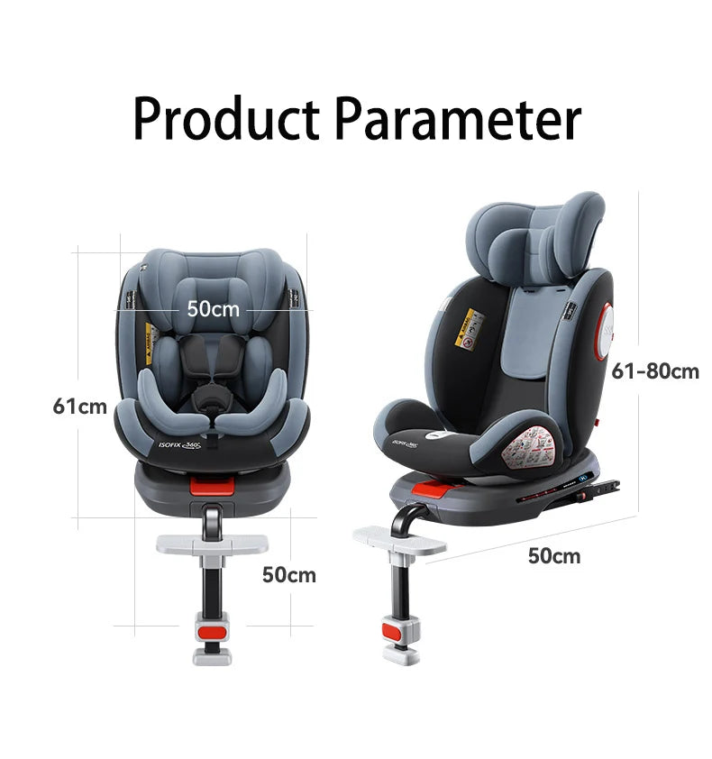 360 Swivel Toddler Car Seat with Retractable Support Anti-Tip Leg, ISOFIX Mount Safety System, Dual SIP Side Impact Module, Integrated Skeleton Shell, Forward and Rearward Facing Multi-Age Child Seat