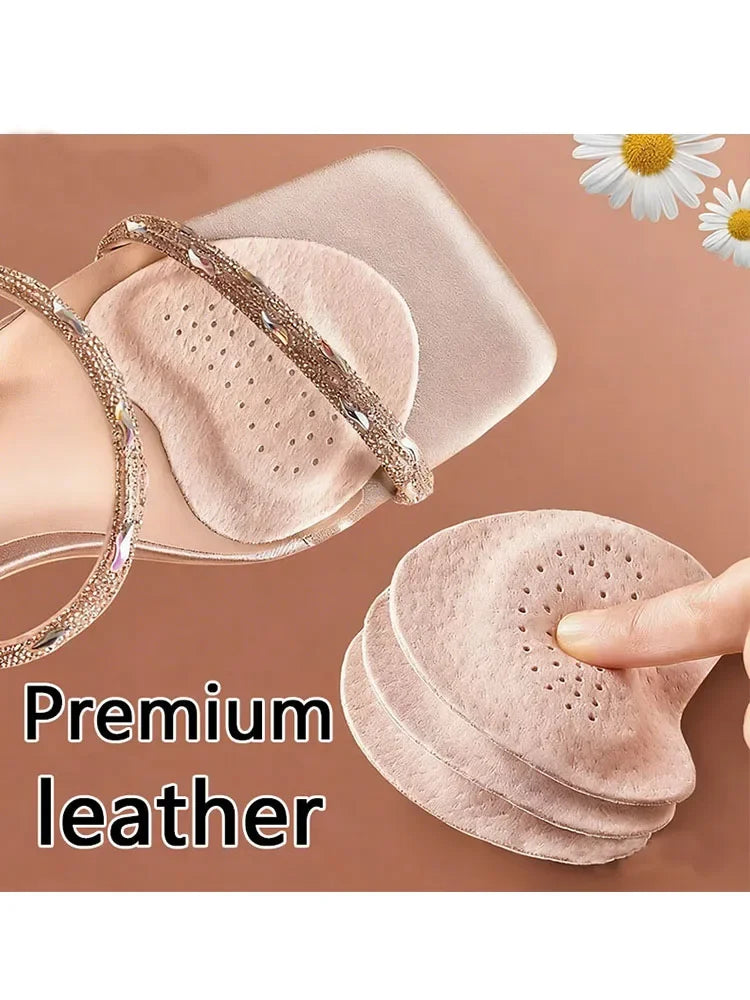 Forefoot Pads, High-Quality Leather, Self-Adhesive Half-Size Insoles, Shock-Absorbing, Breathable for Sandals & High Heels
