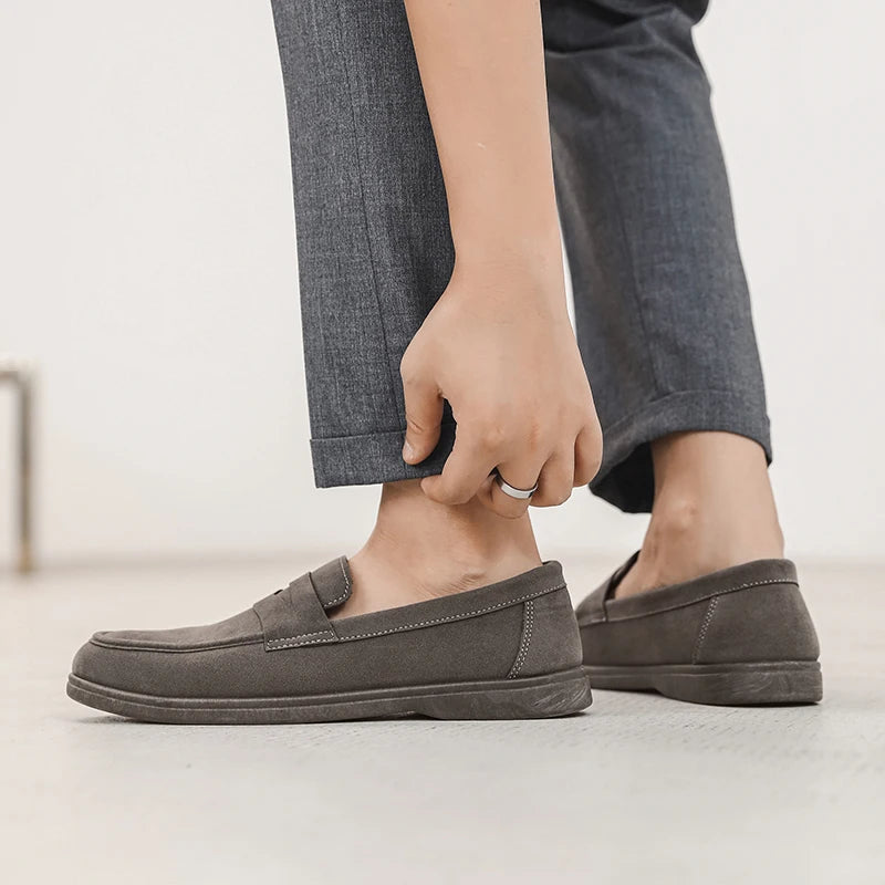 Hot Sale Men's Slip On Loafers Preppy Lightweight Breathable Comfort Outdoor Flats Non-Slip Soft Sole Casual Daily Walking Shoes