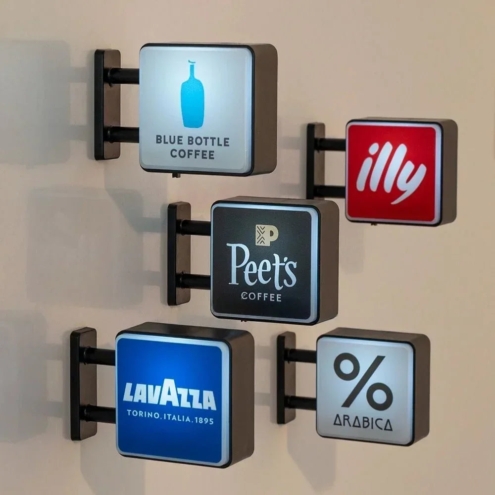 World Classic Coffee Brands Light Sign Refrigerator Magnet Coffee Machine Decor Arabica Lavazza Illy Blue Bottle Peet's Coffee
