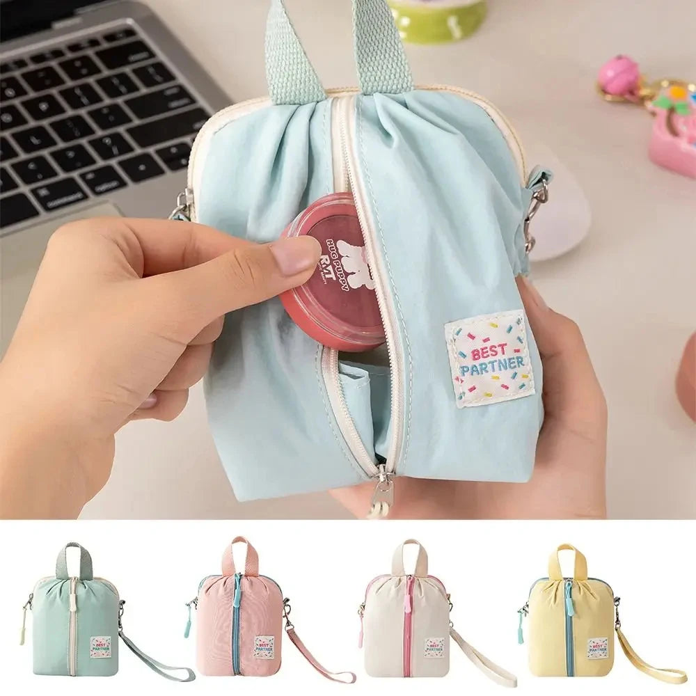 Portable Small Sanitary Napkin Storage Bag Macaron Travel Toiletry Cosmetic Case Makeup Organizer Versatile