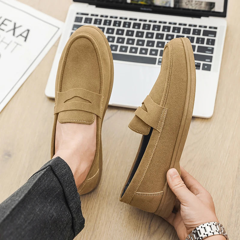 Hot Sale Men's Slip On Loafers Preppy Lightweight Breathable Comfort Outdoor Flats Non-Slip Soft Sole Casual Daily Walking Shoes